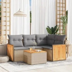 Gartensofa-Set mit Kissen, 5-teilig, beiges synthetisches Rattan von , Gartensets - Ref: Foro24-3227620, Preis: 337,70 €, Rab...