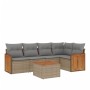 Garden sofa set with cushions 6 pieces beige synthetic rattan by , Garden sets - Ref: Foro24-3227634, Price: 366,99 €, Discou...