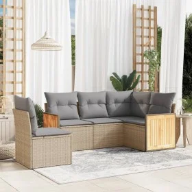 Garden sofa set with cushions 5 pieces beige synthetic rattan by , Garden sets - Ref: Foro24-3227655, Price: 343,13 €, Discou...