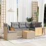 Gartensofa-Set mit Kissen, 6-teilig, beiges synthetisches Rattan von , Gartensets - Ref: Foro24-3227662, Preis: 392,32 €, Rab...