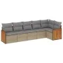 Garden sofa set with cushions 6 pieces beige synthetic rattan by , Garden sets - Ref: Foro24-3227669, Price: 405,02 €, Discou...