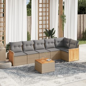 7-piece garden sofa set and beige synthetic rattan cushions by , Garden sets - Ref: Foro24-3227676, Price: 426,89 €, Discount: %