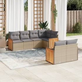7-piece garden sofa set and beige synthetic rattan cushions by , Garden sets - Ref: Foro24-3227823, Price: 469,81 €, Discount: %
