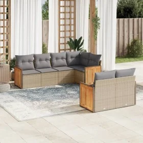 7-teiliges Gartensofa-Set und beigefarbene synthetische Rattankissen von , Gartensets - Ref: Foro24-3227823, Preis: 509,47 €,...