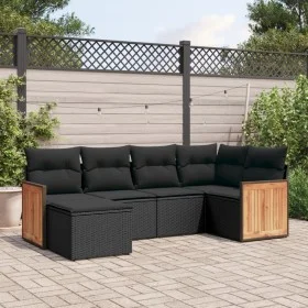 6-piece garden sofa set and black synthetic rattan cushions by , Garden sets - Ref: Foro24-3227854, Price: 382,87 €, Discount: %