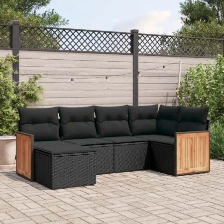 6-piece garden sofa set and black synthetic rattan cushions by , Garden sets - Ref: Foro24-3227854, Price: 382,87 €, Discount: %