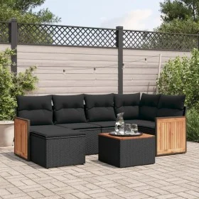 7-piece garden dining set and black synthetic rattan cushions by , Garden sets - Ref: Foro24-3227861, Price: 424,50 €, Discou...