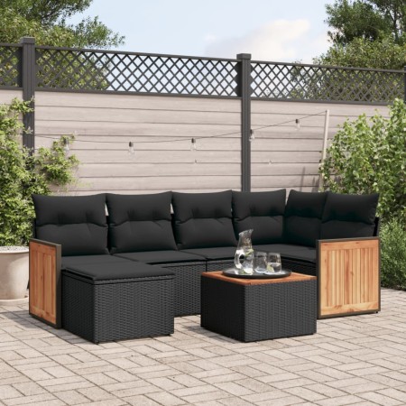 7-piece garden dining set and black synthetic rattan cushions by , Garden sets - Ref: Foro24-3227861, Price: 410,17 €, Discou...