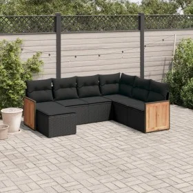 7-piece garden dining set and black synthetic rattan cushions by , Garden sets - Ref: Foro24-3227882, Price: 444,41 €, Discou...