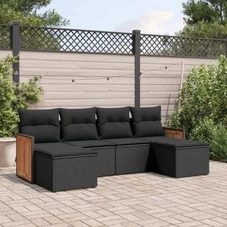 6-teiliges Gartensofa-Set und schwarze synthetische Rattankissen von , Gartensets - Ref: Foro24-3227896, Preis: 343,94 €, Rab...