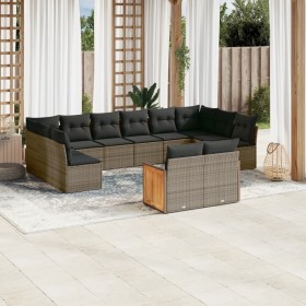 Gartensofa- und Kissenset 12-teilig aus grauem synthetischem Rattan von , Gartensets - Ref: Foro24-3228125, Preis: 701,84 €, ...