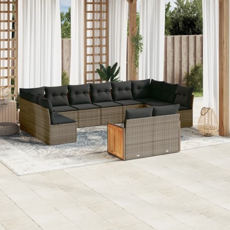 Garden sofa and cushion set 12 pieces gray synthetic rattan by , Garden sets - Ref: Foro24-3228125, Price: 701,84 €, Discount: %