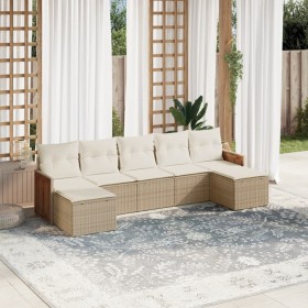 7-teiliges Gartensofa-Set und beigefarbene synthetische Rattankissen von , Gartensets - Ref: Foro24-3227913, Preis: 389,24 €,...
