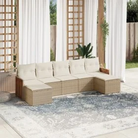 7-teiliges Gartensofa-Set und beigefarbene synthetische Rattankissen von , Gartensets - Ref: Foro24-3227913, Preis: 427,51 €,...