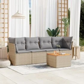 Gartensofa-Set mit beigem Kissenmix, 5-teilig aus PE-Rattan von , Gartensets - Ref: Foro24-3255807, Preis: 300,75 €, Rabatt: %