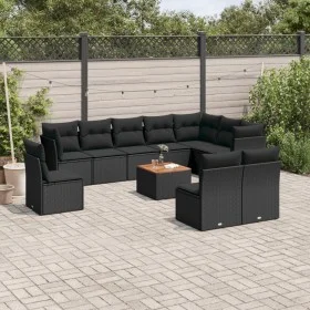 11-piece garden sofa set and black synthetic rattan cushions by , Garden sets - Ref: Foro24-3256027, Price: 660,71 €, Discoun...