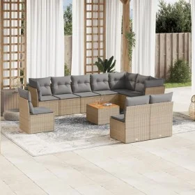 Gartensofa-Set mit beigem Kissenmix, 11-teilig aus PE-Rattan von , Gartensets - Ref: Foro24-3256031, Preis: 667,36 €, Rabatt: %