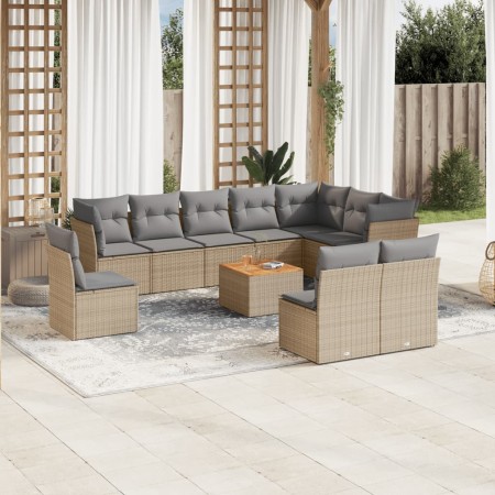 Garden sofa set with beige cushions mix 11 pieces PE rattan by , Garden sets - Ref: Foro24-3256031, Price: 691,88 €, Discount: %