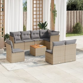 Juego de sofás jardín con cojines beige mezcla 9 pzas ratán PE de , Conjuntos de jardín - Ref: Foro24-3256073, Precio: 601,37...