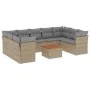 Gartensofa-Set mit beigen Kissen, 10-teilig, synthetisches Rattan von , Gartensets - Ref: Foro24-3256136, Preis: 628,85 €, Ra...