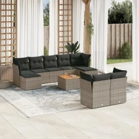 10-teiliges Gartensofa-Set mit grauen synthetischen Rattankissen von , Gartensets - Ref: Foro24-3256207, Preis: 573,49 €, Rab...