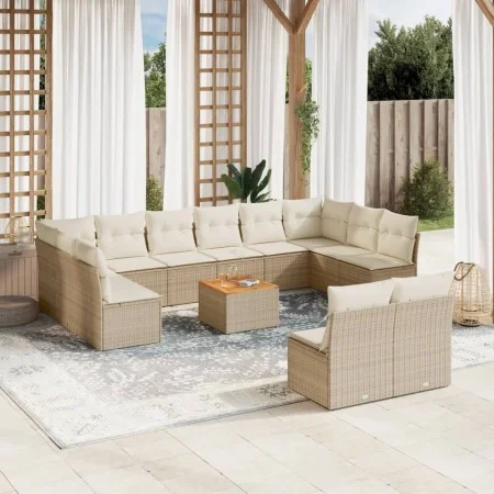 Garden sofa set with cushions 13 pieces beige synthetic rattan by , Garden sets - Ref: Foro24-3256226, Price: 849,89 €, Disco...