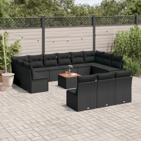 14-teiliges Gartensofa-Set mit schwarzen synthetischen Rattankissen von , Gartensets - Ref: Foro24-3256230, Preis: 831,10 €, ...