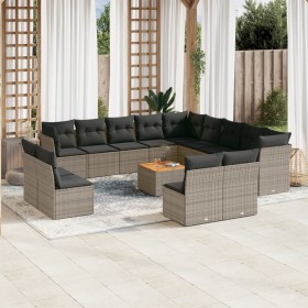 Set de sofás de jardín 14 pzas con cojines ratán sintético gris de , Conjuntos de jardín - Ref: Foro24-3256270, Precio: 860,8...