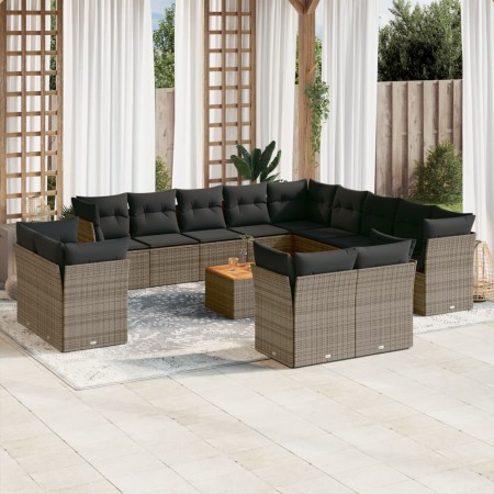 14-teilige Gartensofagarnitur mit grauen synthetischen Rattankissen von , Gartensets - Ref: Foro24-3256291, Preis: 906,22 €, ...