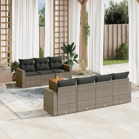 8-piece garden sofa set and gray synthetic rattan cushions by , Garden sets - Ref: Foro24-3256361, Price: 511,55 €, Discount: %