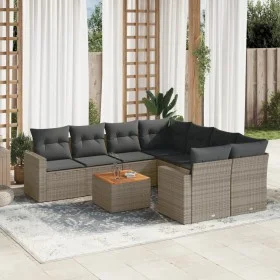 Set de muebles de jardín 9 pzas y cojines ratán sintético gris de , Conjuntos de jardín - Ref: Foro24-3256382, Precio: 546,91...