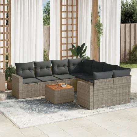 9-piece garden furniture set and gray synthetic rattan cushions by , Garden sets - Ref: Foro24-3256382, Price: 546,50 €, Disc...