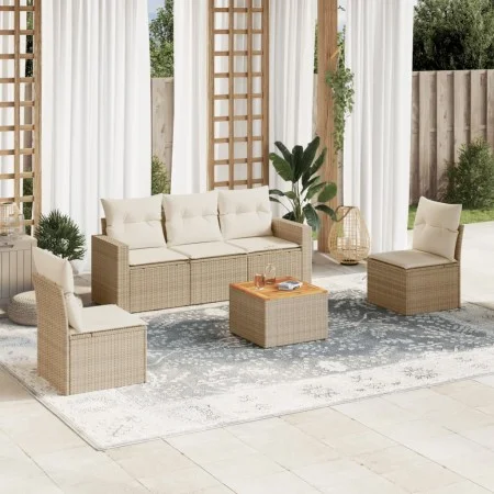 Garden sofa set with cushions 6 pieces beige synthetic rattan by , Garden sets - Ref: Foro24-3256394, Price: 395,55 €, Discou...