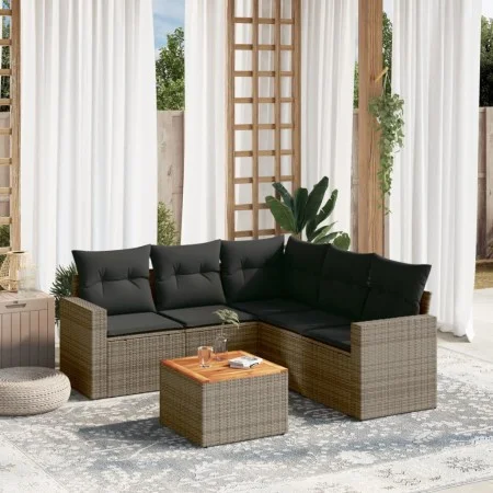 6-teiliges Gartenmöbel-Set und graue synthetische Rattankissen von , Gartensets - Ref: Foro24-3256452, Preis: 376,72 €, Rabat...
