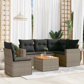 6-piece garden furniture set and gray synthetic rattan cushions by , Garden sets - Ref: Foro24-3256459, Price: 376,72 €, Disc...