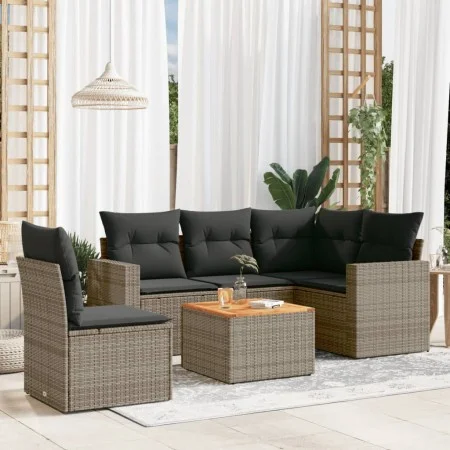 6-teiliges Gartenmöbel-Set und graue synthetische Rattankissen von , Gartensets - Ref: Foro24-3256459, Preis: 376,72 €, Rabat...