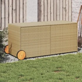 Garden storage box with wheels PE rattan beige mix 283L by , Outdoor storage boxes - Ref: Foro24-365319, Price: 137,37 €, Dis...