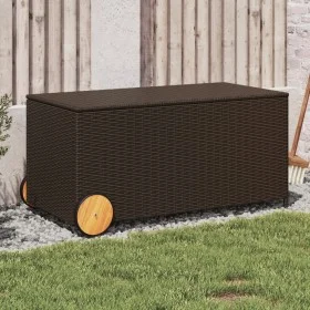 Garden storage box with wheels brown PE rattan 190L by , Outdoor storage boxes - Ref: Foro24-365325, Price: 99,38 €, Discount: %