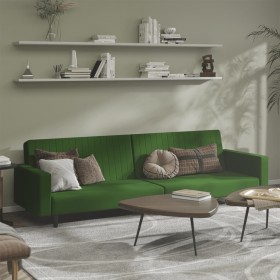 Dunkelgrünes 2-Sitzer-Schlafsofa aus Samt von , Sofas - Ref: Foro24-375939, Preis: 267,11 €, Rabatt: %