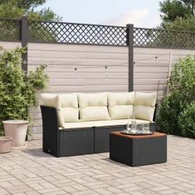 4-piece garden sofa set with black synthetic rattan cushions by , Garden sets - Ref: Foro24-3223466, Price: 234,04 €, Discoun...