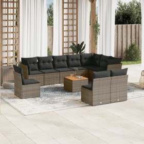 11-piece garden sofa set and gray synthetic rattan cushions by , Garden sets - Ref: Foro24-3223701, Price: 608,41 €, Discount: %