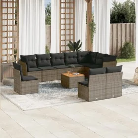 11-piece garden sofa set and gray synthetic rattan cushions by , Garden sets - Ref: Foro24-3223701, Price: 605,90 €, Discount: %