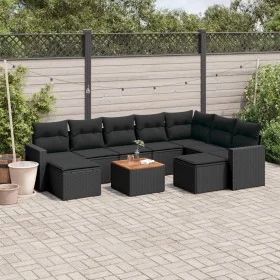 Garden sofa set 10 pieces with black synthetic rattan cushions by , Modular outdoor sofas - Ref: Foro24-3224403, Price: 584,3...