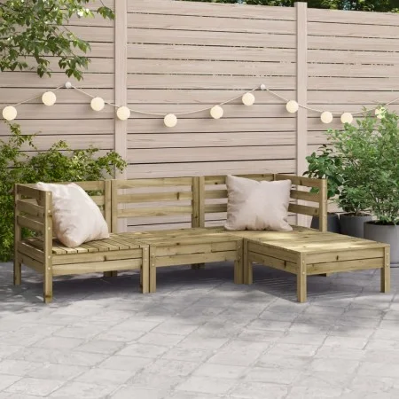 3-seater garden sofa with footrest in impregnated pine wood by , Modular outdoor sofas - Ref: Foro24-838060, Price: 181,75 €,...