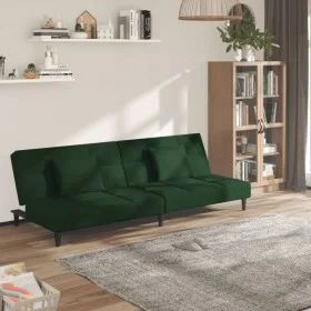 2-Sitzer-Schlafsofa mit zwei dunkelgrünen Samtkissen von , Sofas - Ref: Foro24-375809, Preis: 246,10 €, Rabatt: %