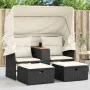 2-Sitzer-Gartensofa mit Markise und schwarzen PE-Rattanhockern von , Outdoor-Sofas - Ref: Foro24-365800, Preis: 319,69 €, Rab...