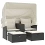 2-Sitzer-Gartensofa mit Markise und schwarzen PE-Rattanhockern von , Outdoor-Sofas - Ref: Foro24-365800, Preis: 319,69 €, Rab...