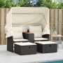 2-Sitzer-Gartensofa mit Markise und schwarzen PE-Rattanhockern von , Outdoor-Sofas - Ref: Foro24-365800, Preis: 250,20 €, Rab...