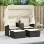 2-Sitzer-Gartensofa mit Markise und schwarzen PE-Rattanhockern von , Outdoor-Sofas - Ref: Foro24-365800, Preis: 319,69 €, Rab...