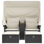 2 seater garden sofa with awning and black PE rattan stools by , Outdoor sofas - Ref: Foro24-365800, Price: 280,76 €, Discoun...